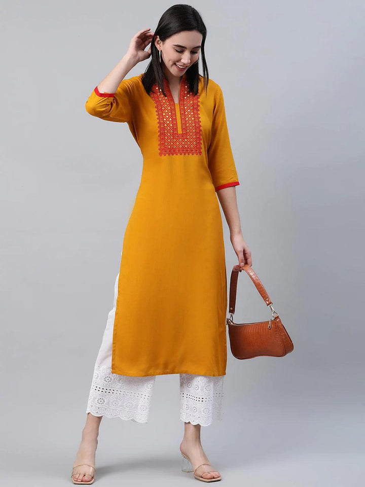 Yellow Solid Rayon Kurta