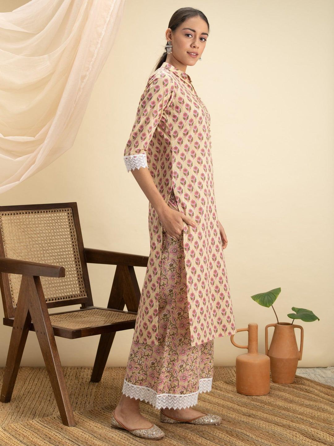 Off-White Printed Kurta Set - ShopLibas