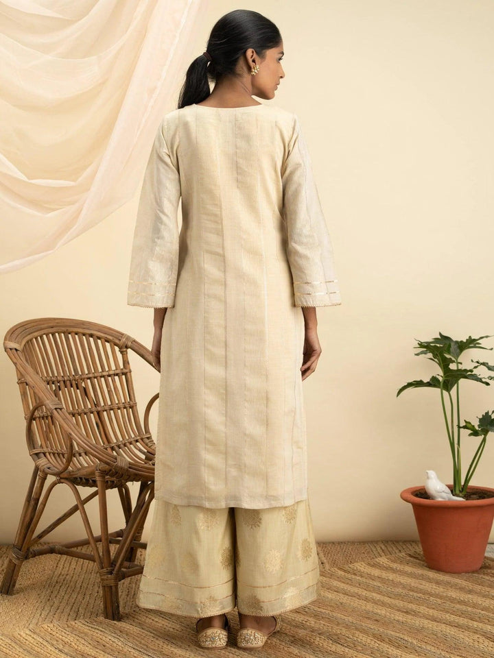 Beige Design Chanderi Silk Kurta Set