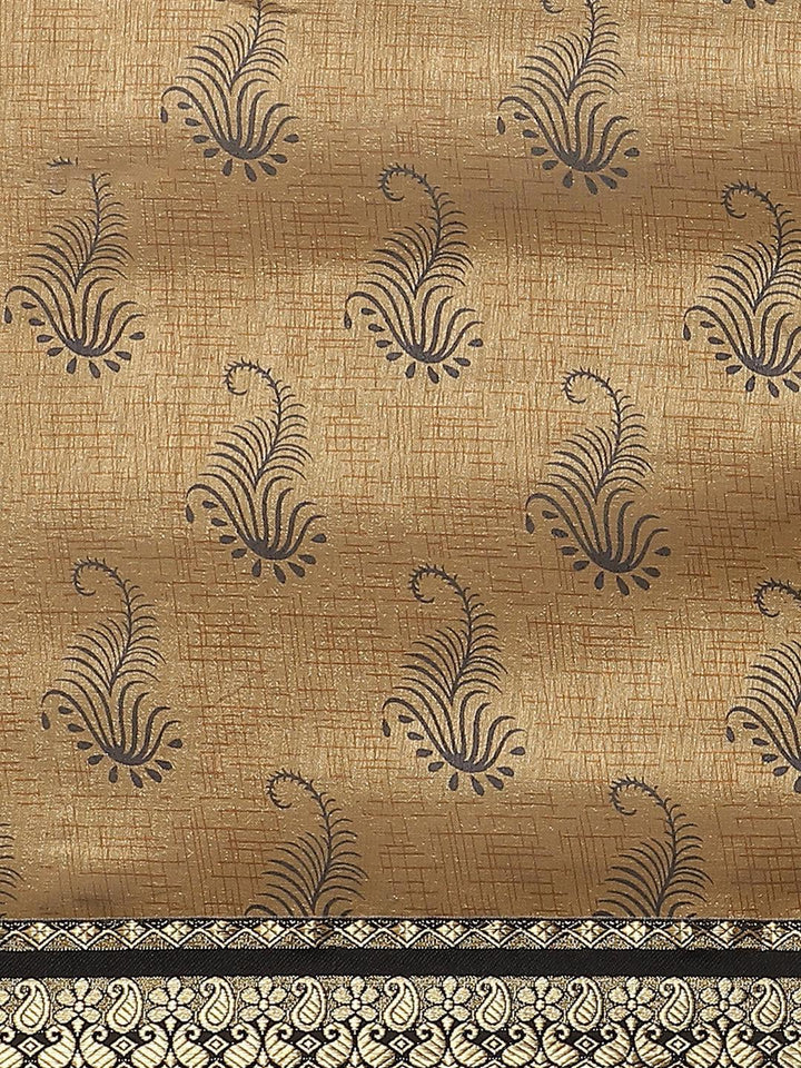 Olive Printed Silk Blend Saree