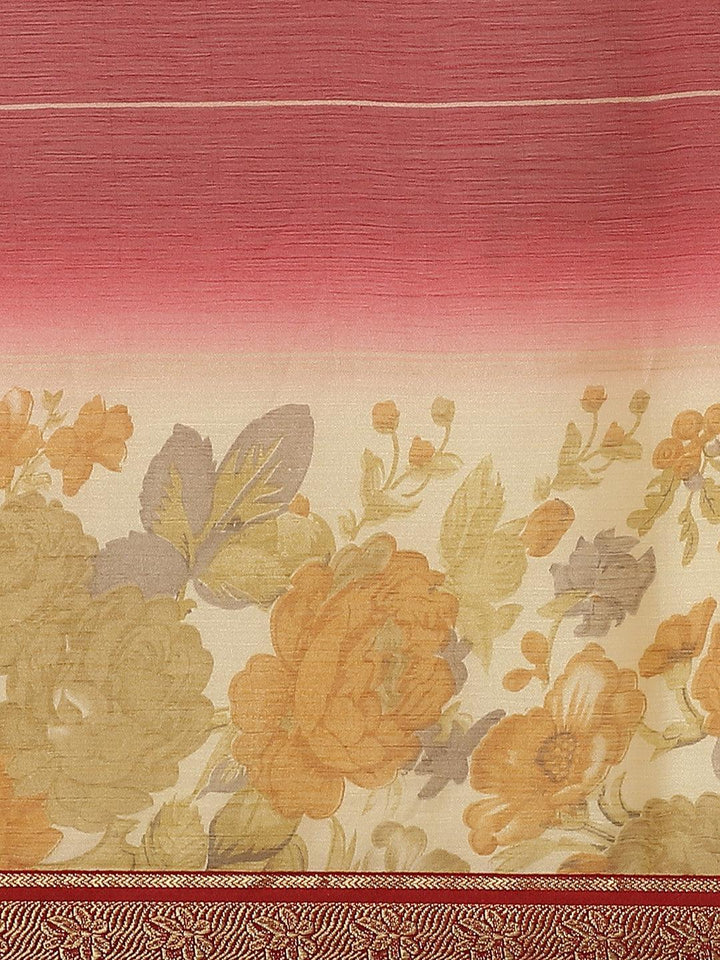 Maroon Printed Chiffon Saree