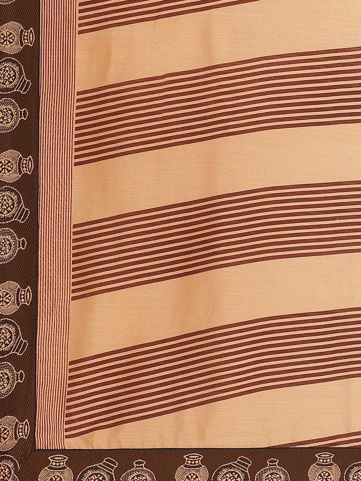 Orange Striped Chiffon Saree