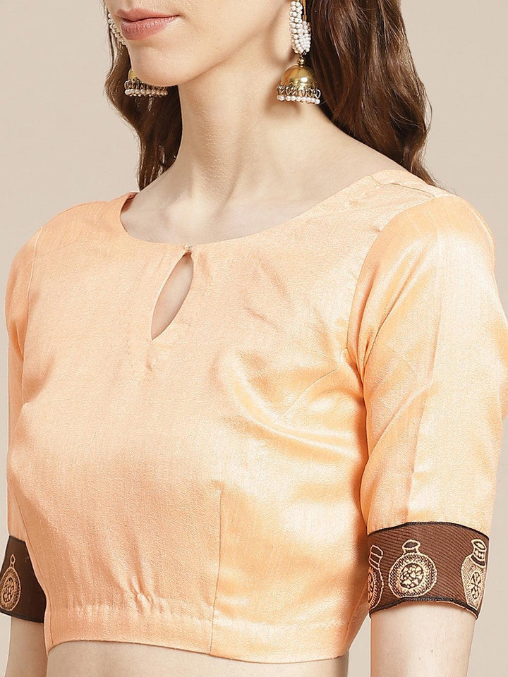 Orange Striped Chiffon Saree