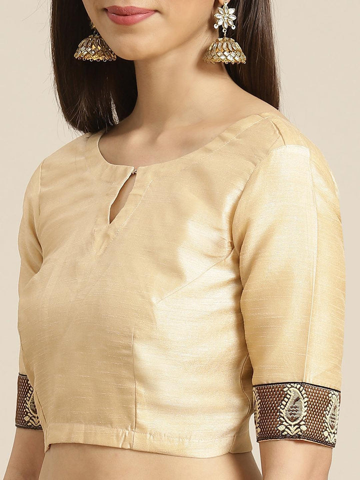 Beige Striped Chiffon Saree