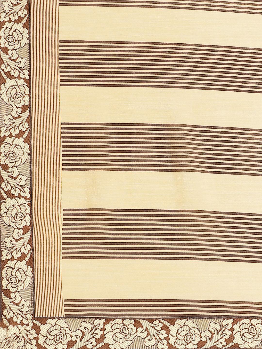 Beige Striped Chiffon Saree - ShopLibas