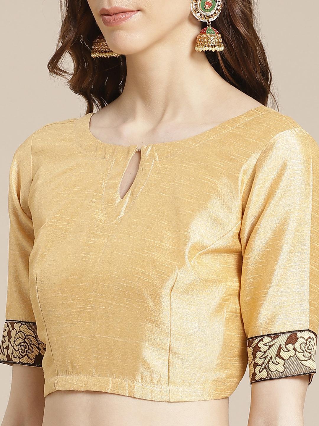 Beige Striped Chiffon Saree - ShopLibas