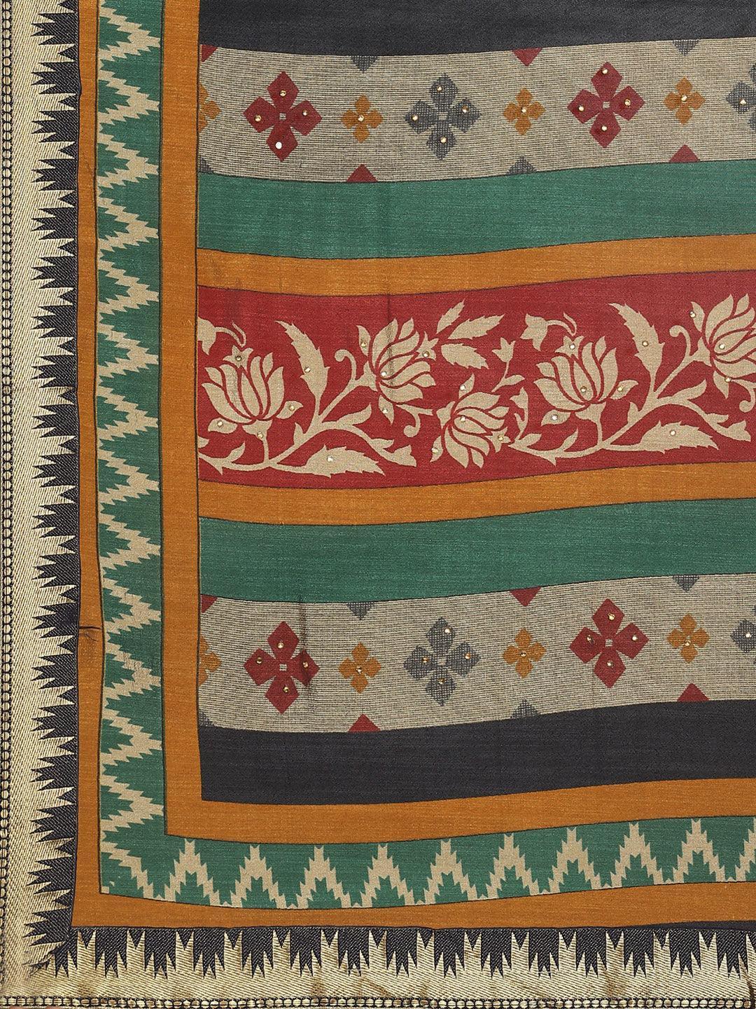 Maroon Printed Polyester Saree - ShopLibas