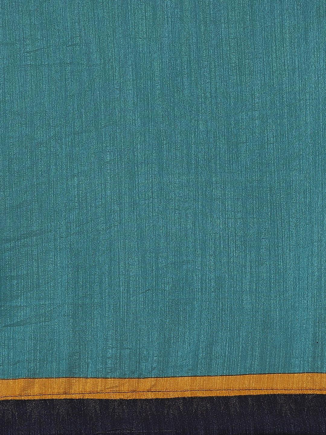 Blue Printed Polyester Saree - ShopLibas