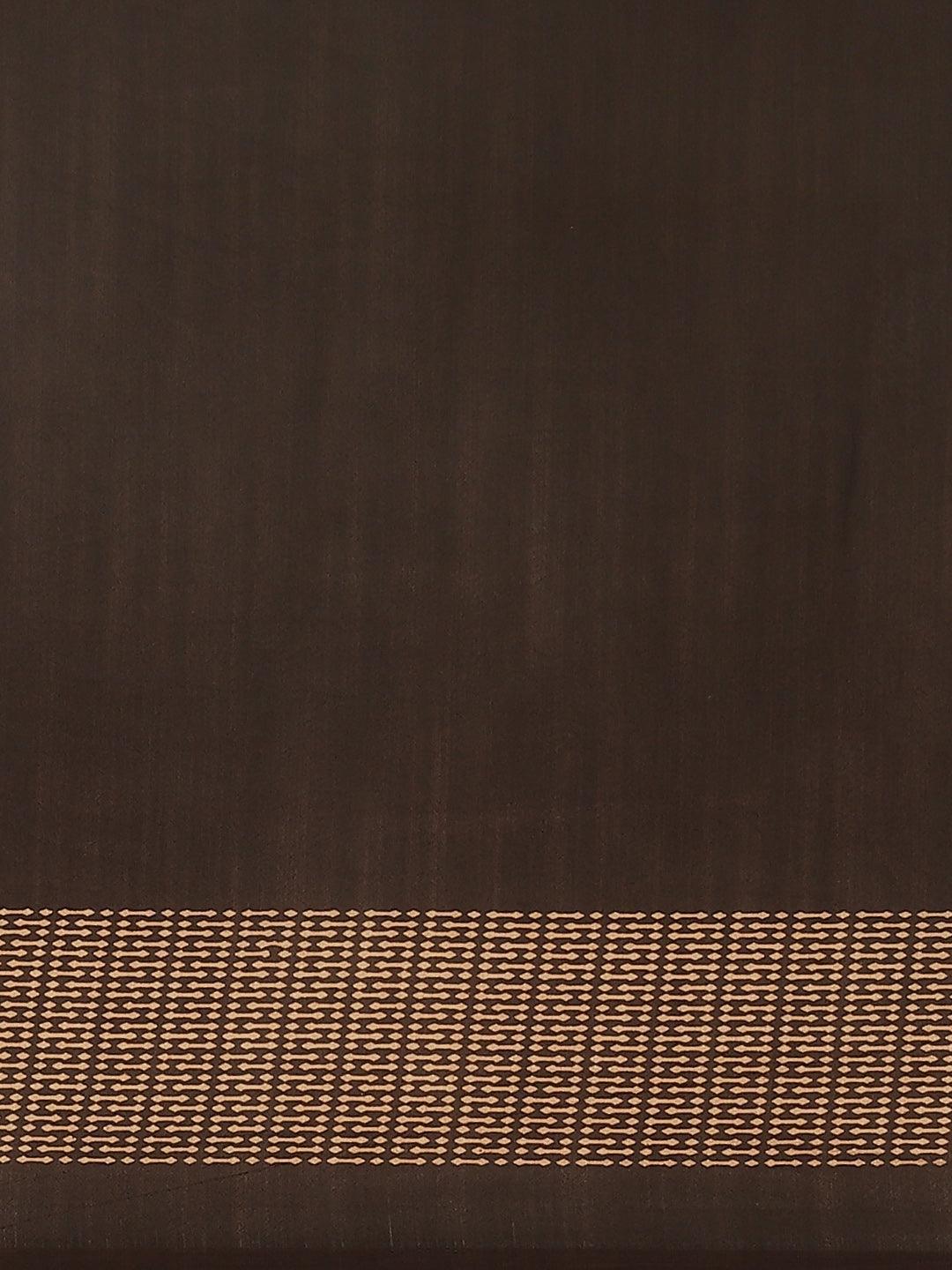 Brown Printed Chiffon Saree - ShopLibas