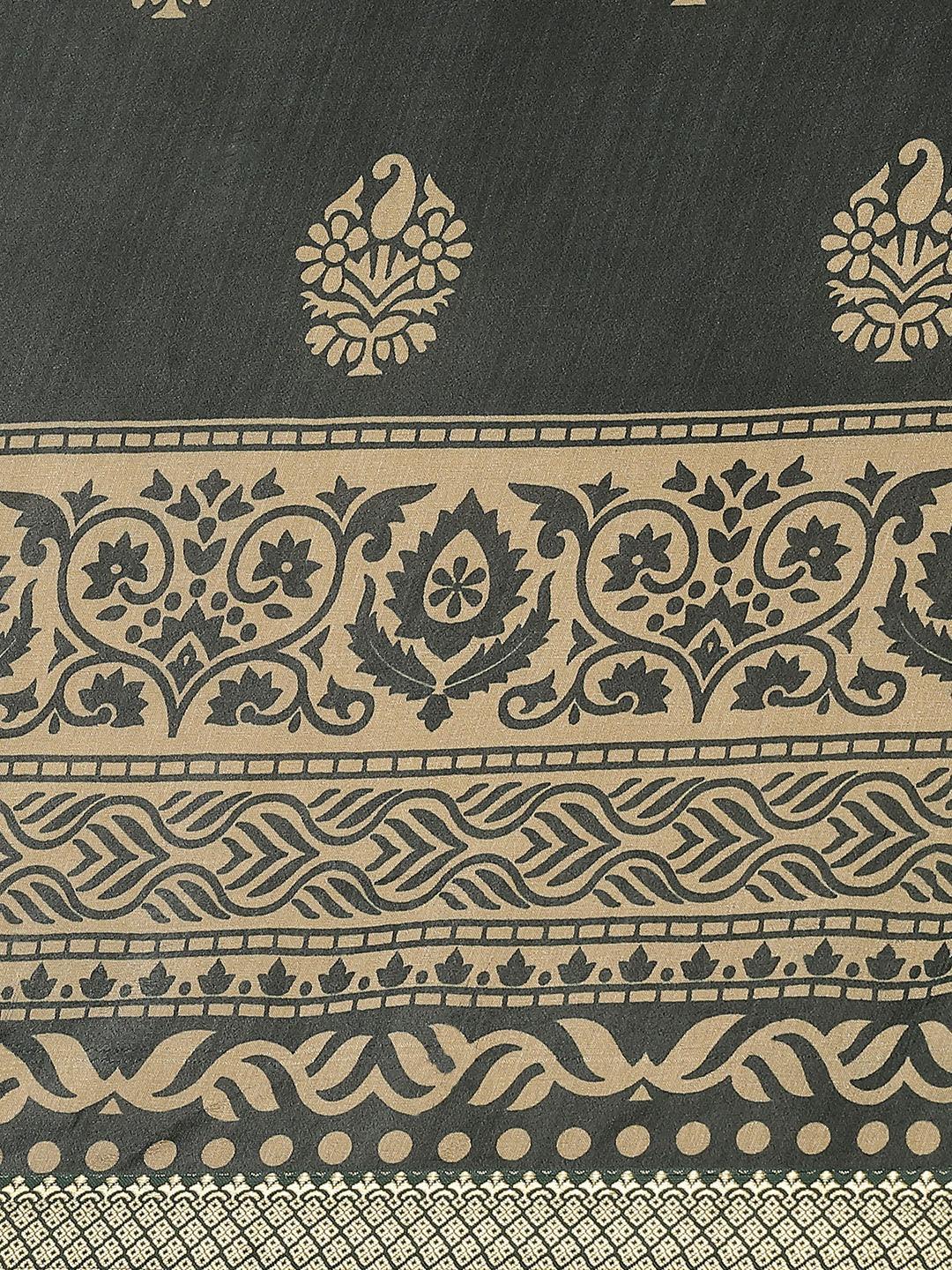 Green Printed Polyester Saree - ShopLibas