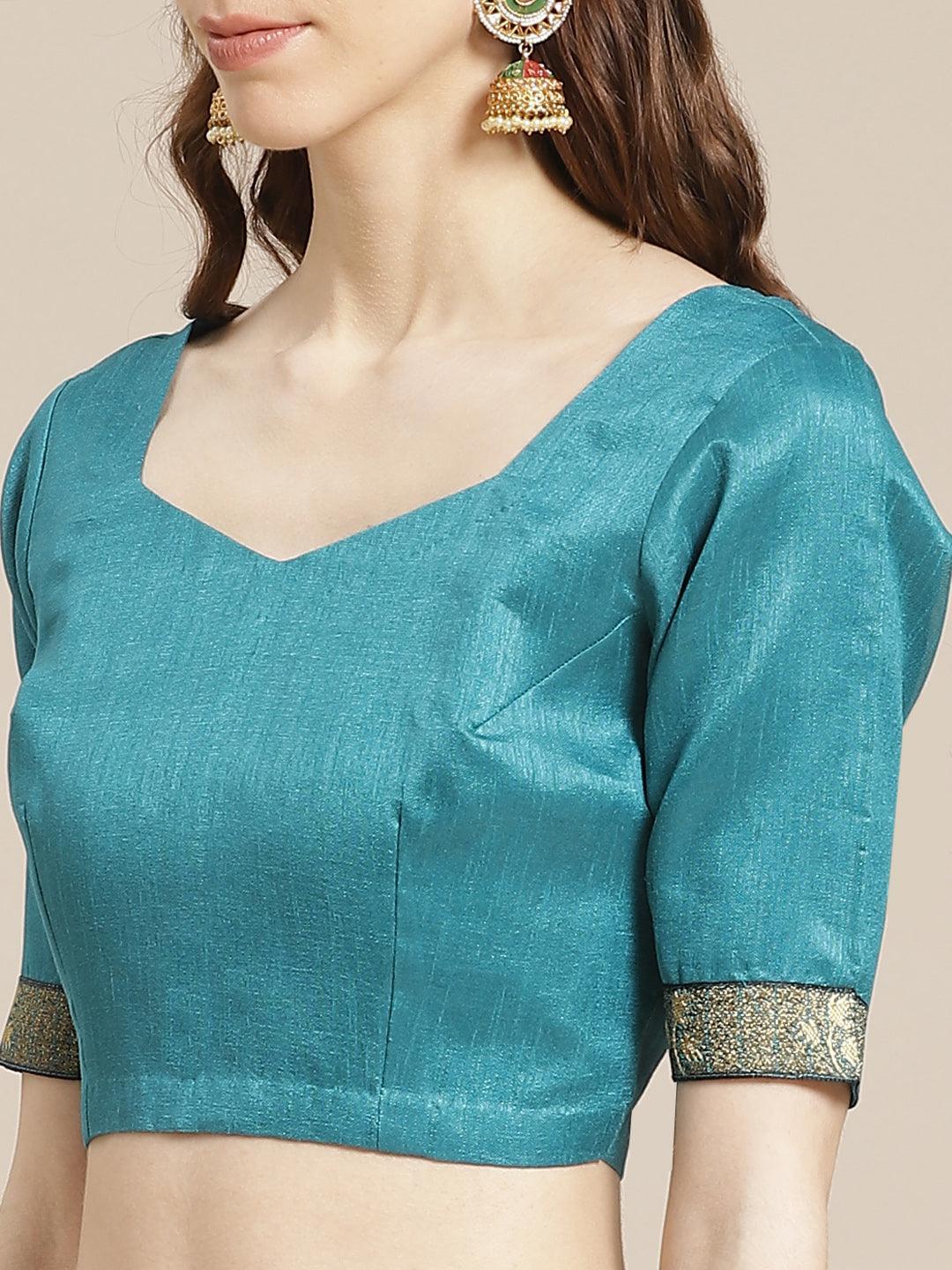 Blue Printed Chiffon Saree - ShopLibas