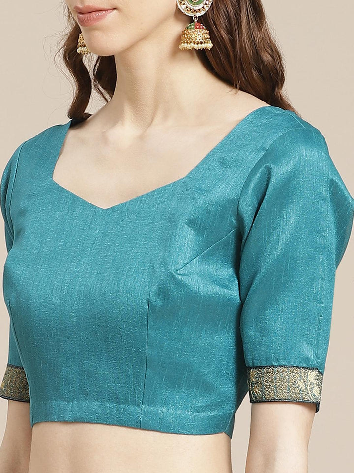 Blue Printed Chiffon Saree