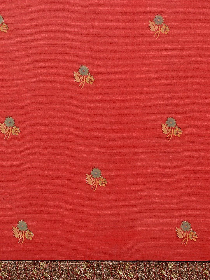 Red Printed Chiffon Saree
