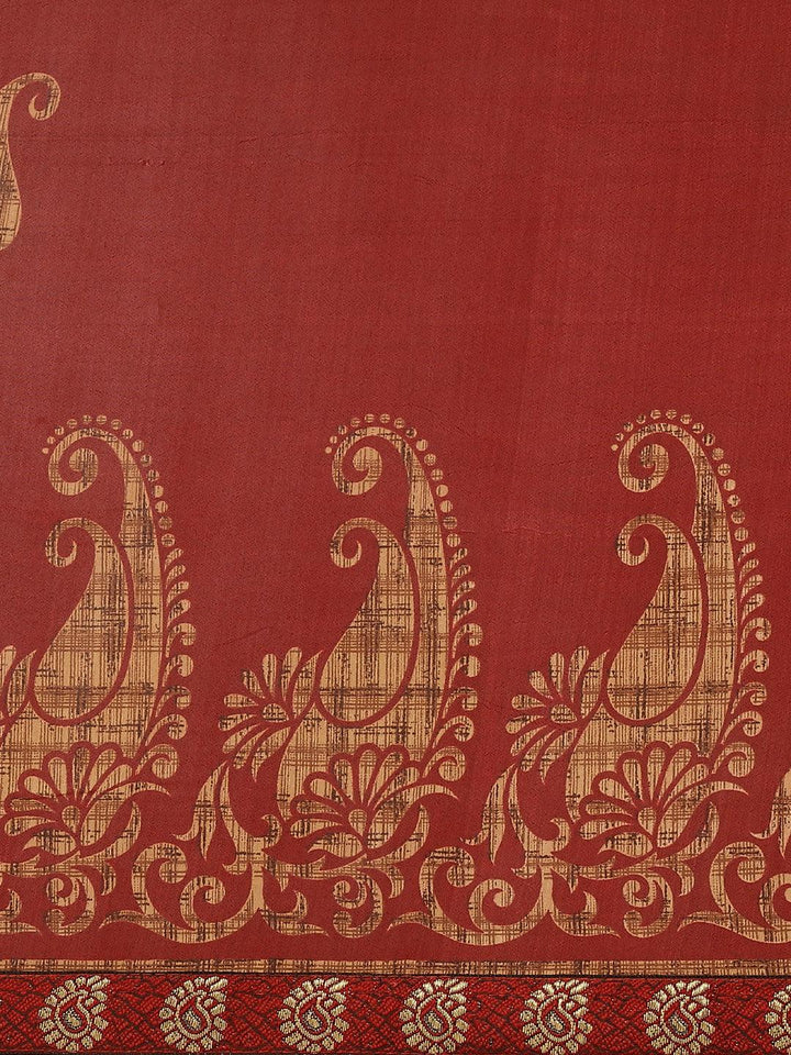 Maroon Printed Chiffon Saree