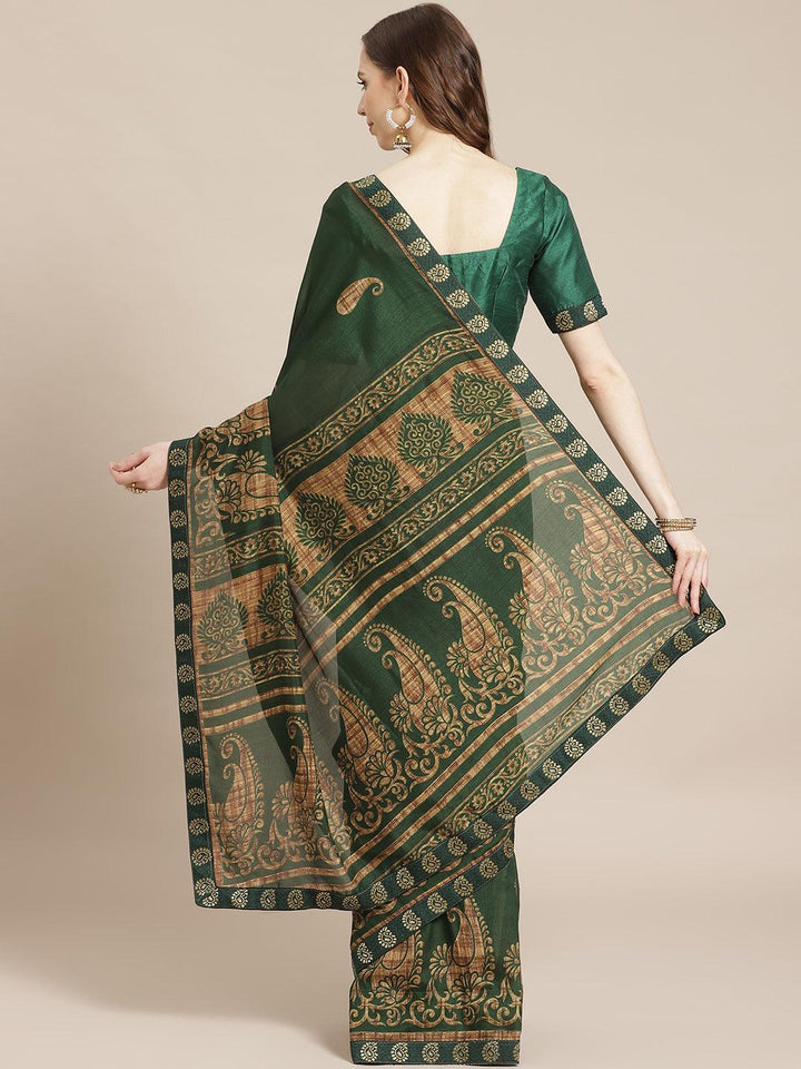 Green Printed Chiffon Saree
