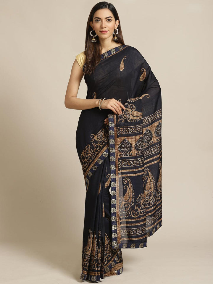 Blue Printed Chiffon Saree