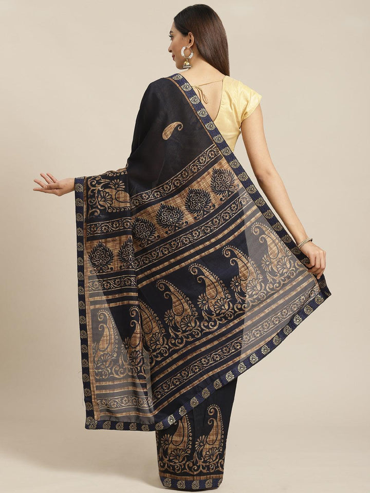 Blue Printed Chiffon Saree