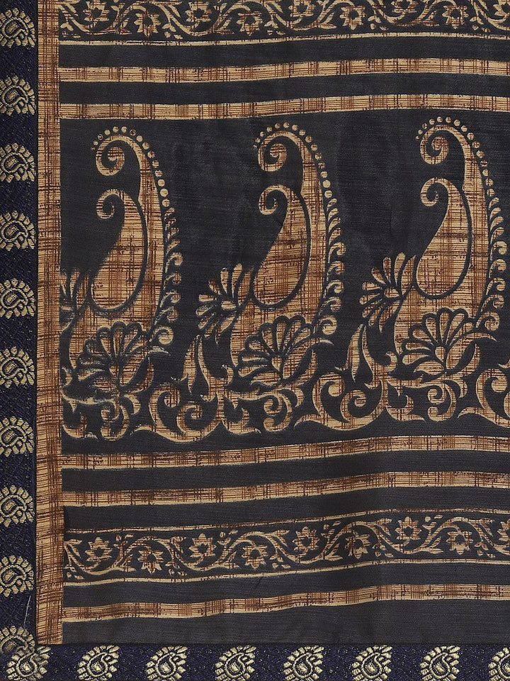 Blue Printed Chiffon Saree