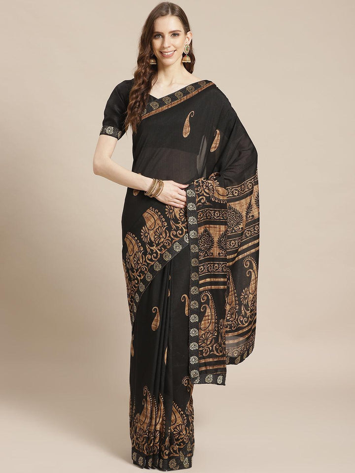 Black Printed Chiffon Saree