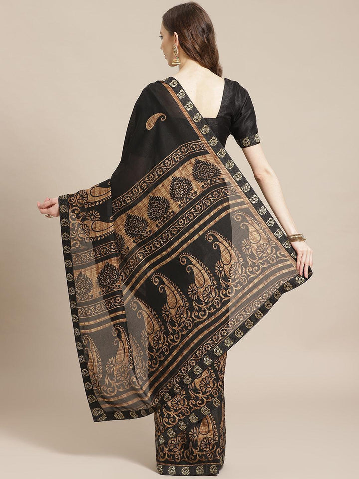 Black Printed Chiffon Saree