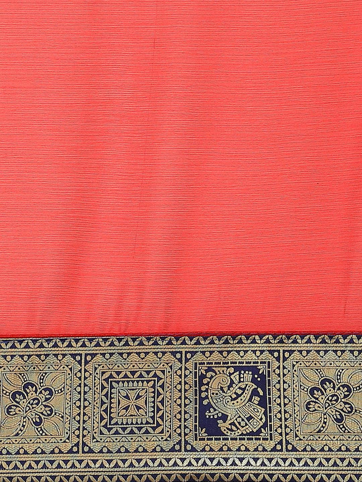 Red Woven Design Chiffon Saree