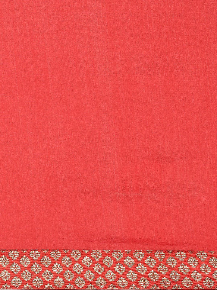 Red Solid Chiffon Saree