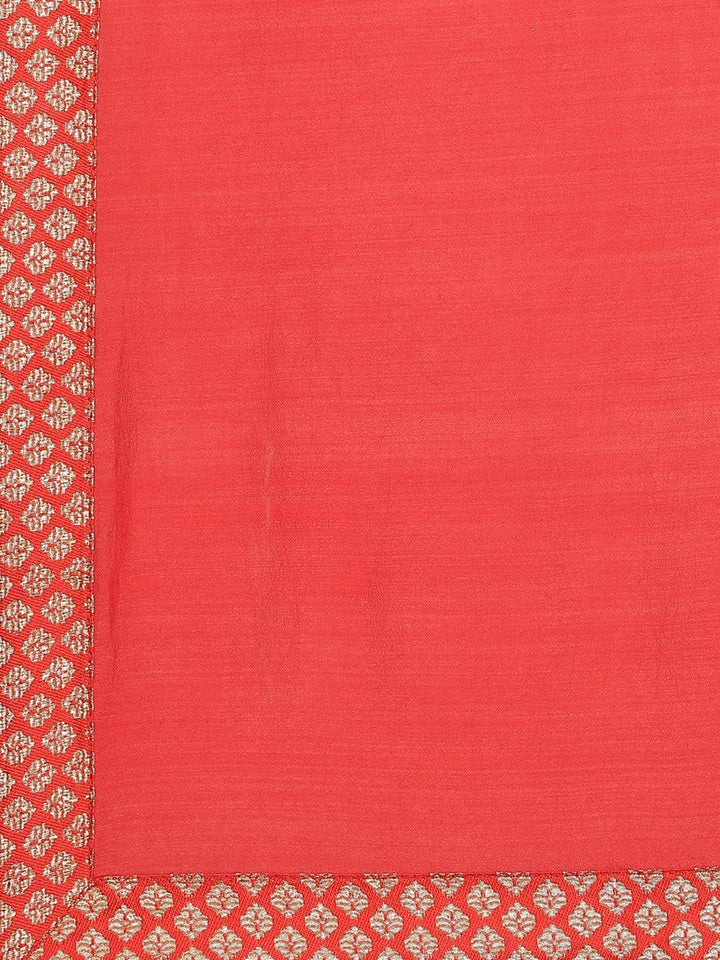 Red Solid Chiffon Saree