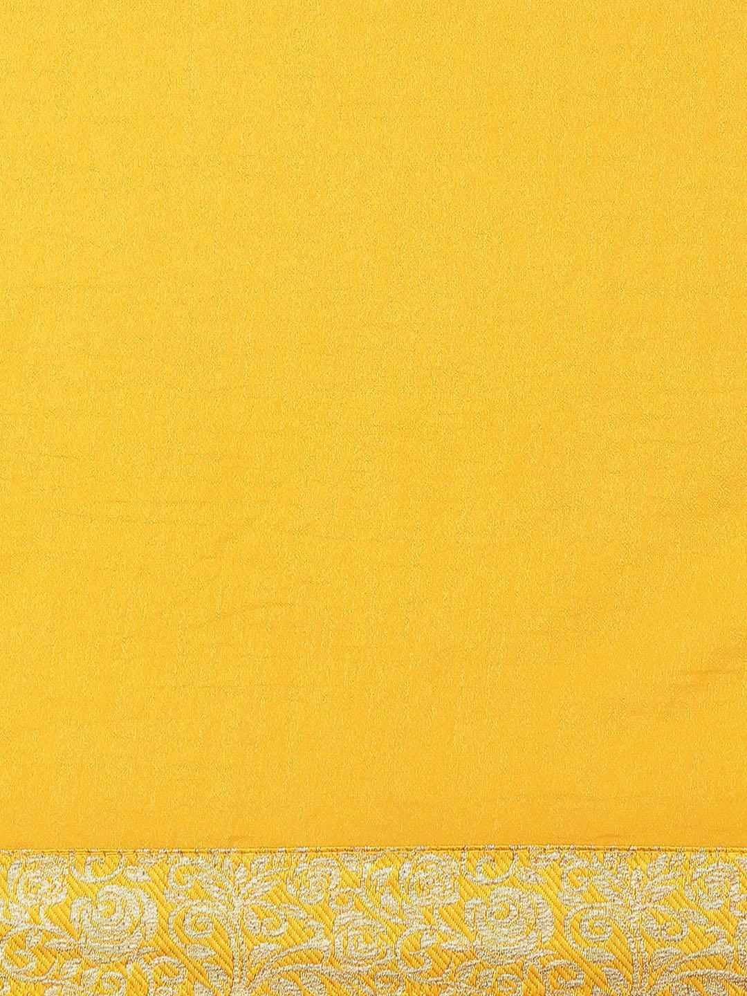 Yellow Solid Georgette Saree - ShopLibas
