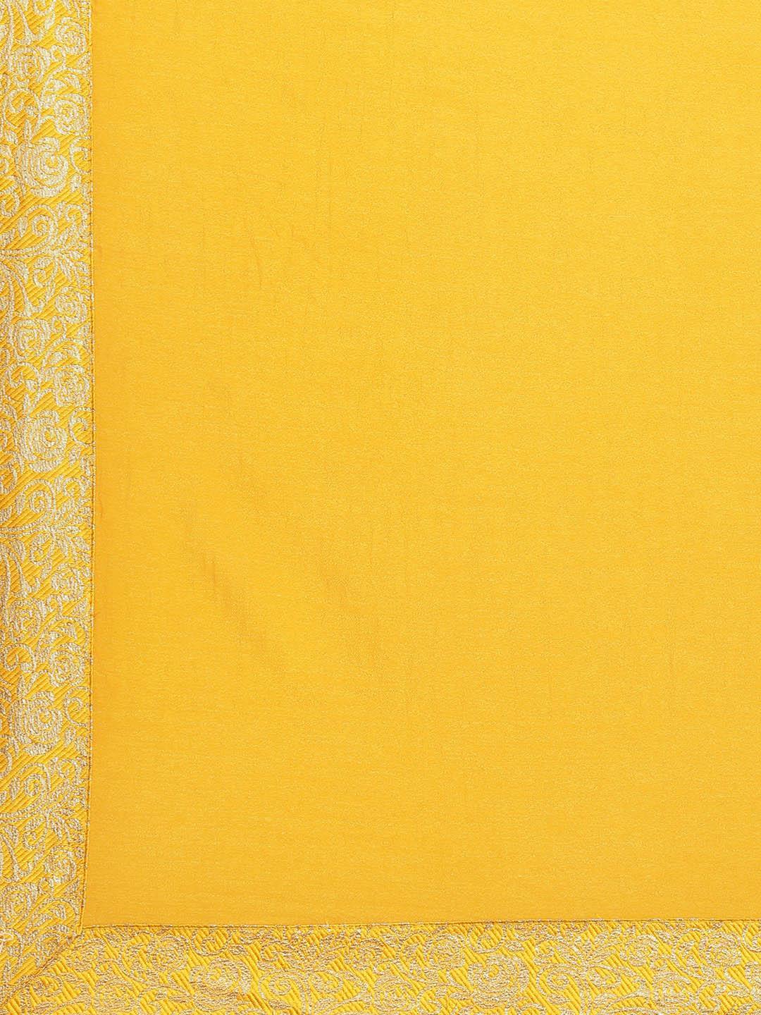 Yellow Solid Georgette Saree - ShopLibas