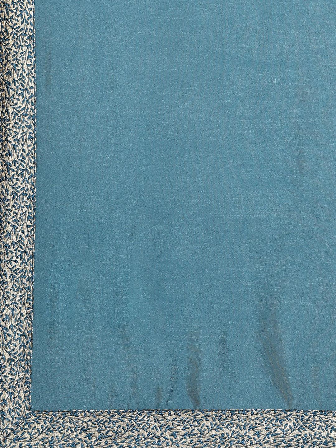 Blue Solid Chiffon Saree - ShopLibas