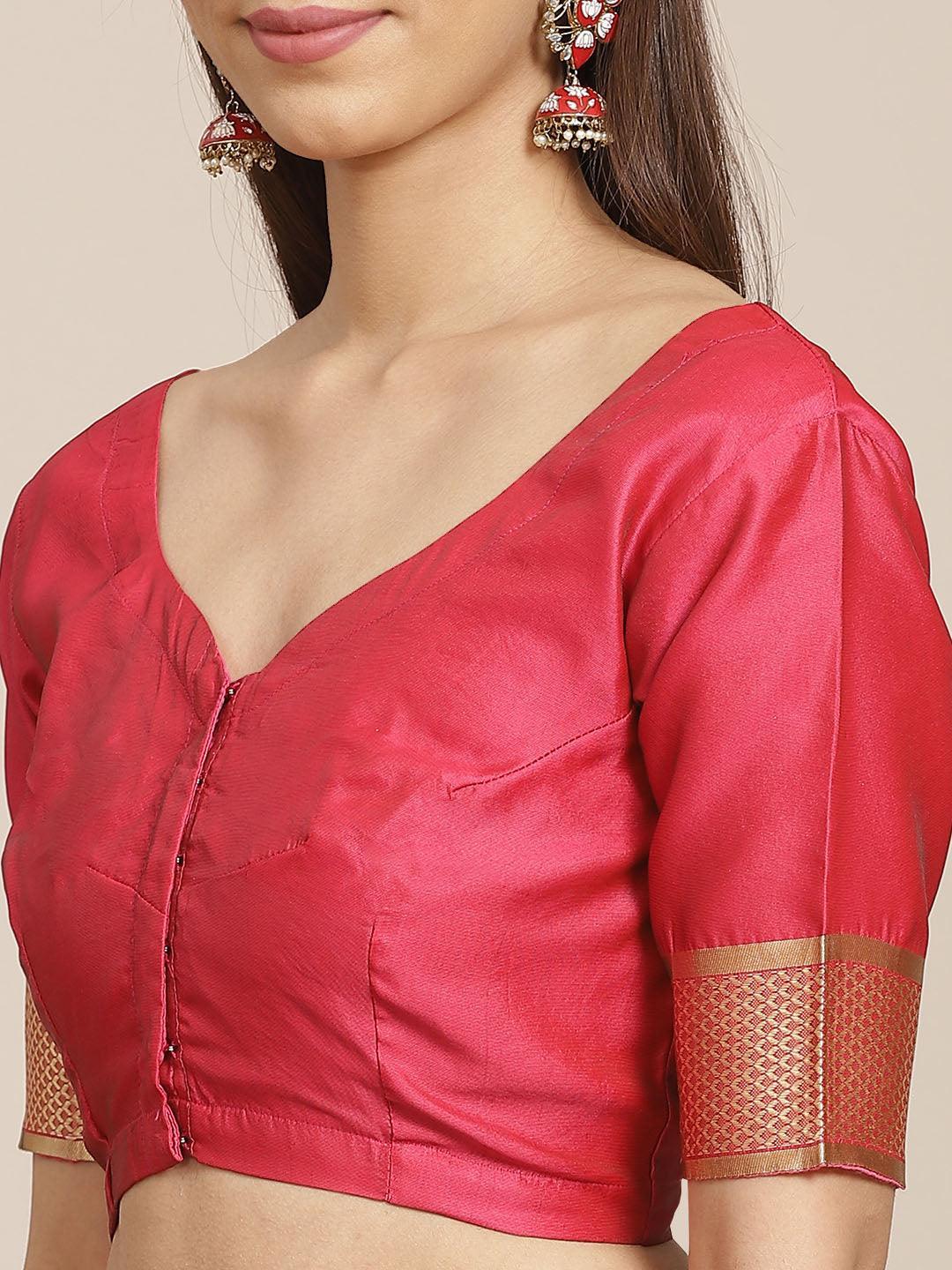 Pink Woven Design Brocade Saree - ShopLibas