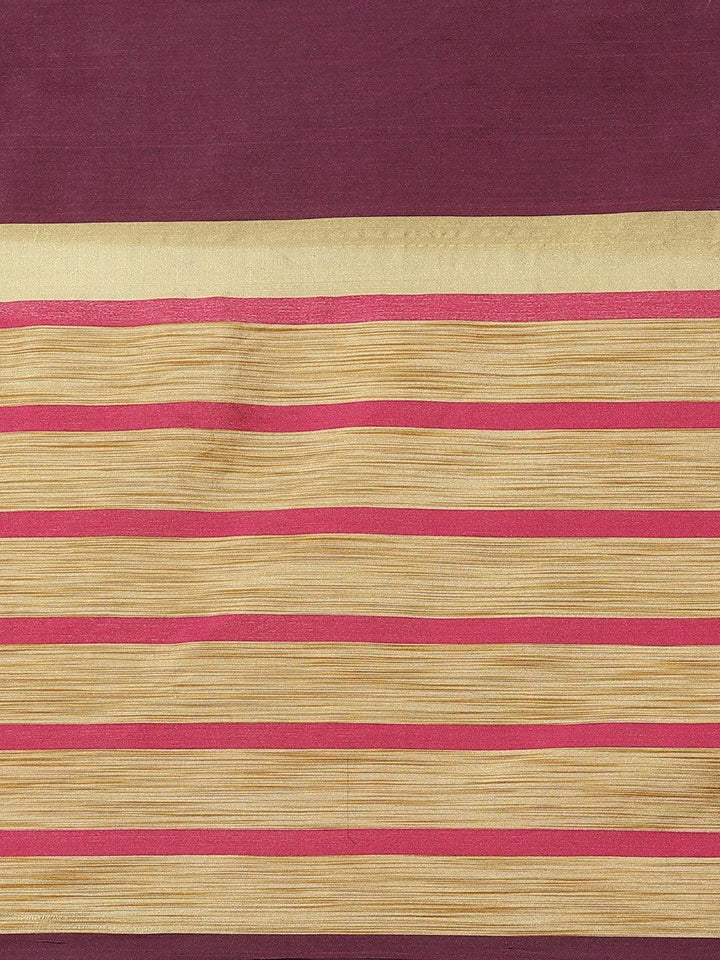 Multicoloured Striped Polyester Silk Saree