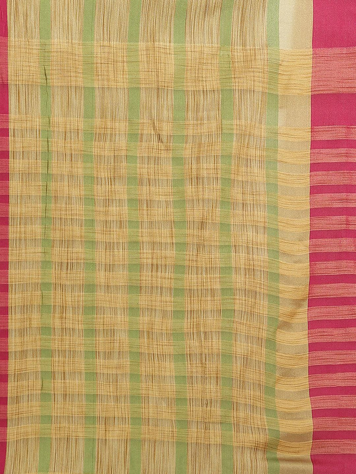 Multicoloured Striped Polyester Silk Saree