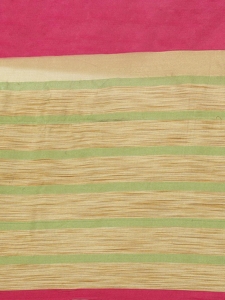 Multicoloured Striped Polyester Silk Saree