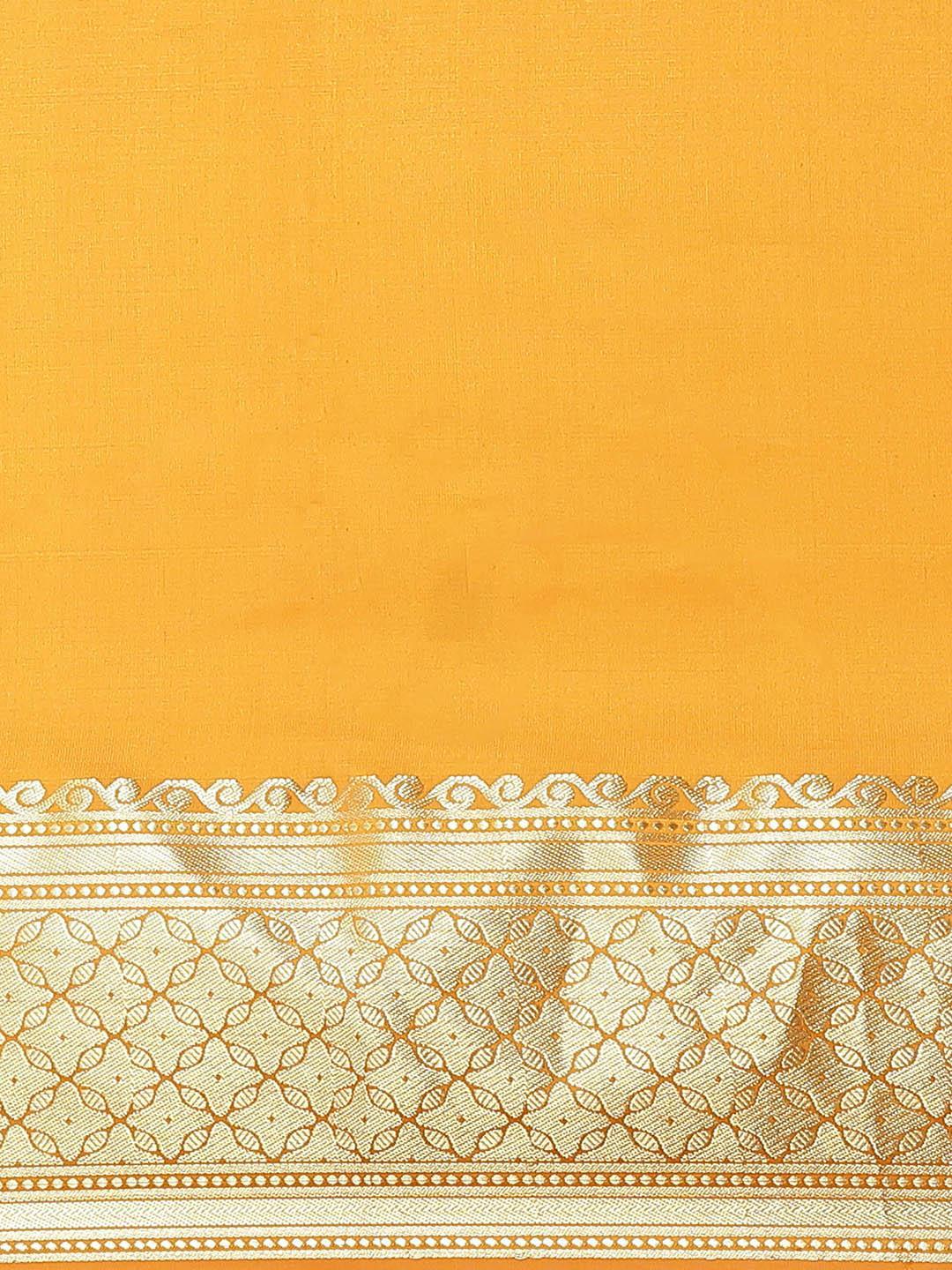 Orange Solid Silk Saree - ShopLibas