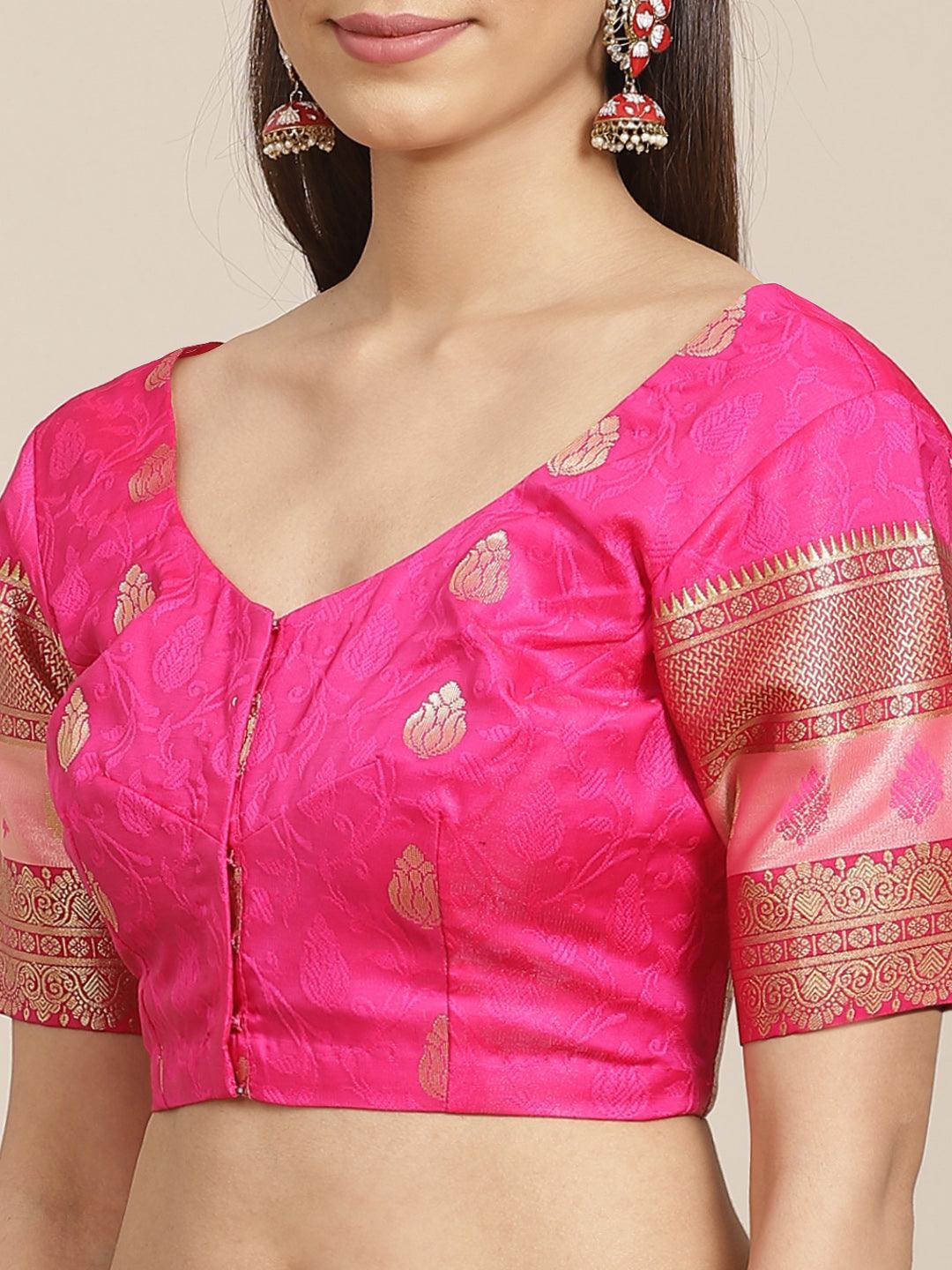 Black Woven Design Brocade Saree - ShopLibas