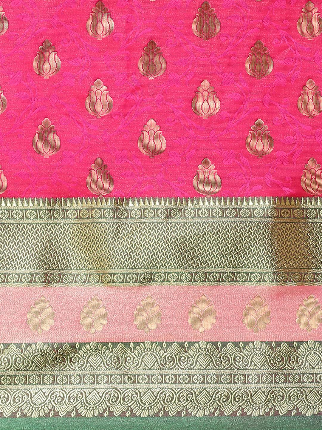 Pink Woven Design Brocade Saree - ShopLibas