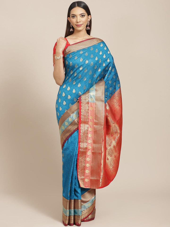 Blue Woven Design Brocade Saree