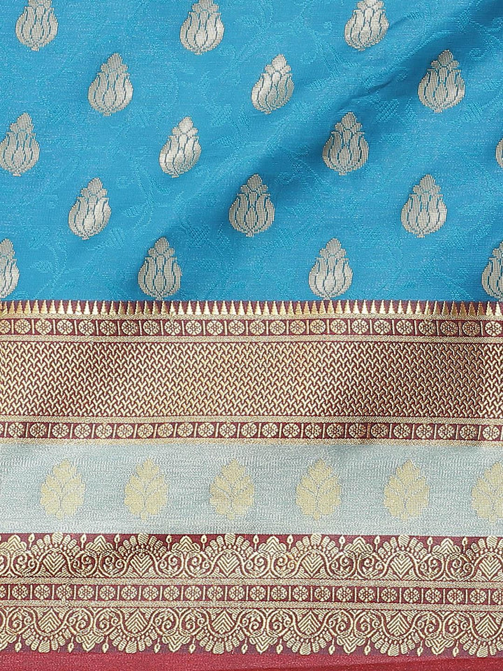 Blue Woven Design Brocade Saree