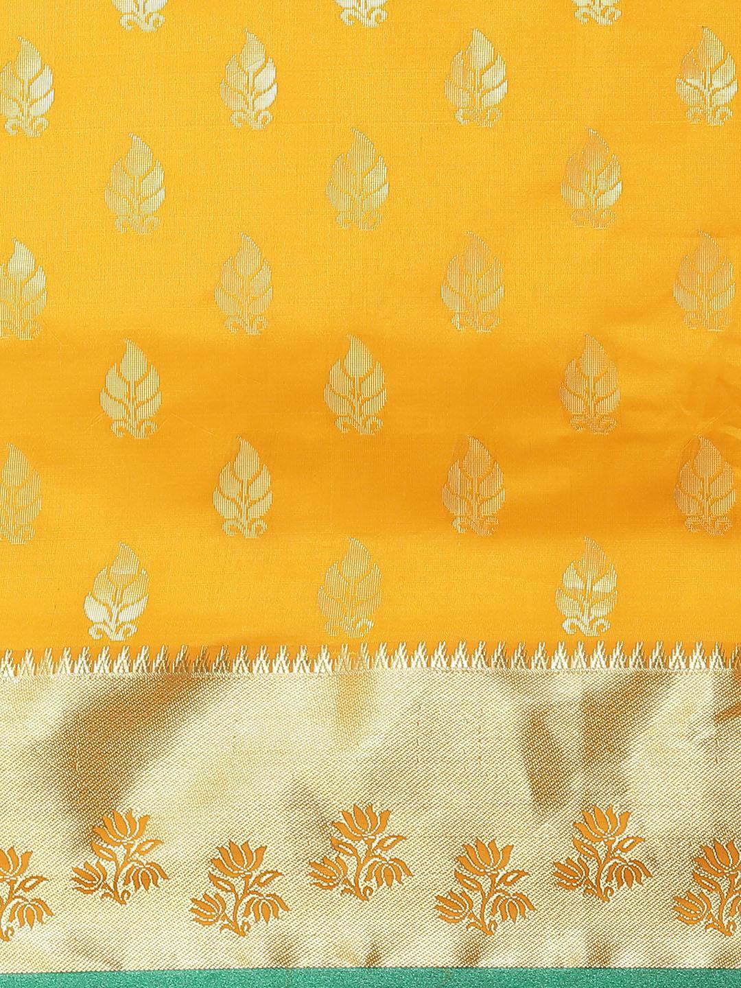 Yellow Woven Design Brocade Saree - ShopLibas