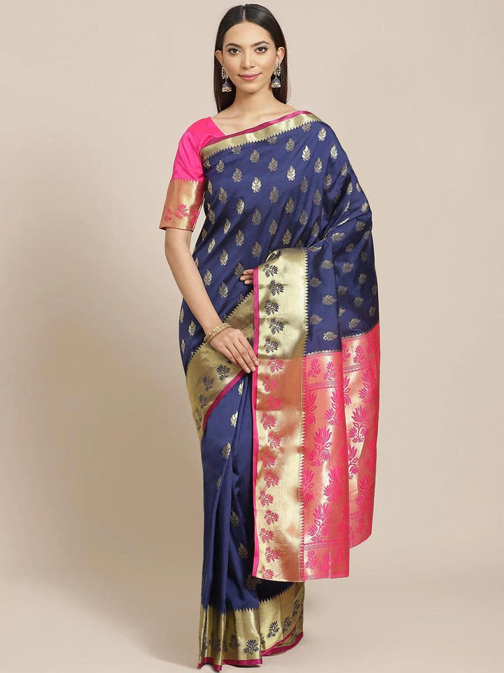 Blue Woven Design Brocade Saree