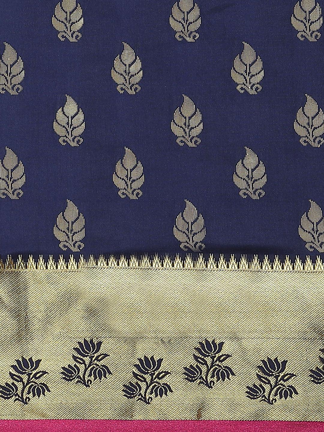 Blue Woven Design Brocade Saree - ShopLibas