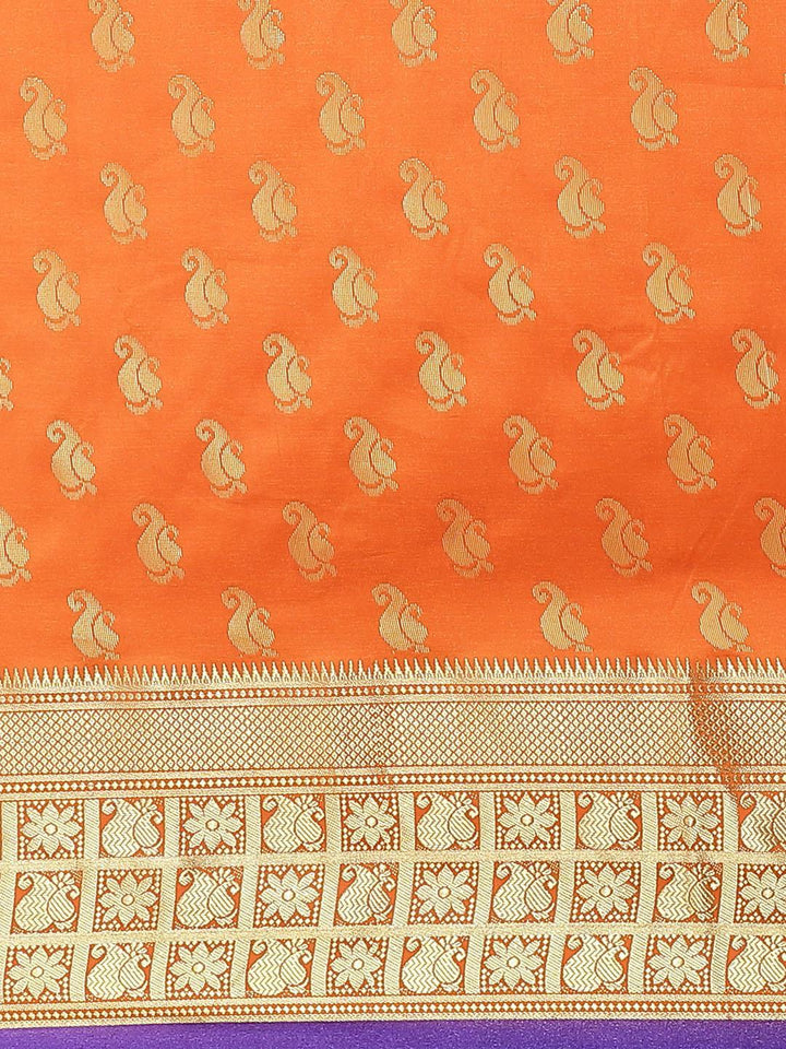 Orange Woven Design Brocade Saree