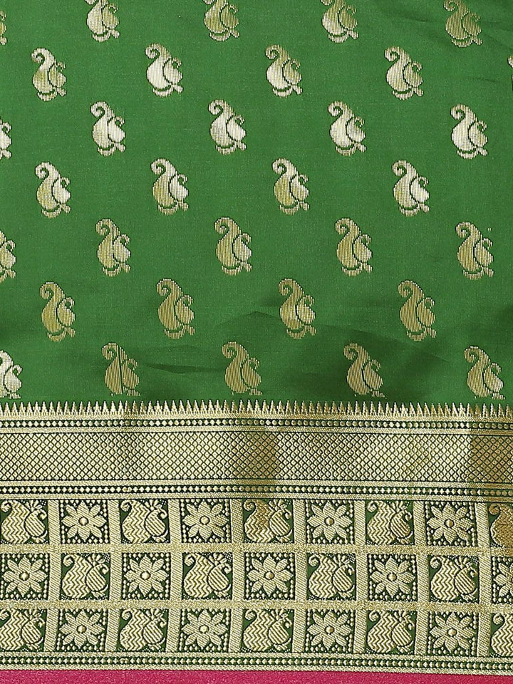 Green Woven Design Brocade Saree