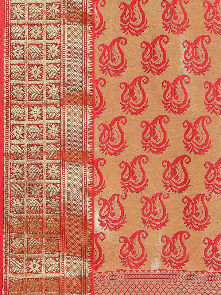 Teal Woven Design Brocade Saree