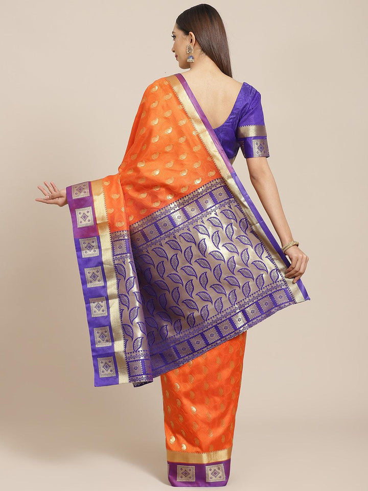 Orange Woven Design Brocade Saree