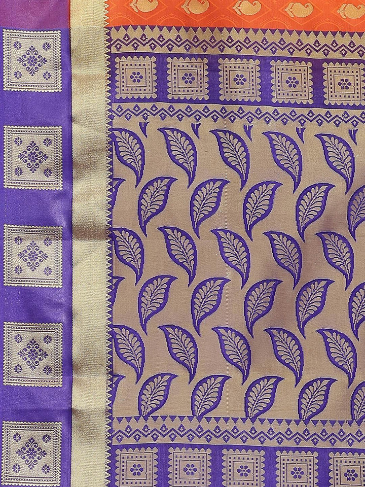 Orange Woven Design Brocade Saree