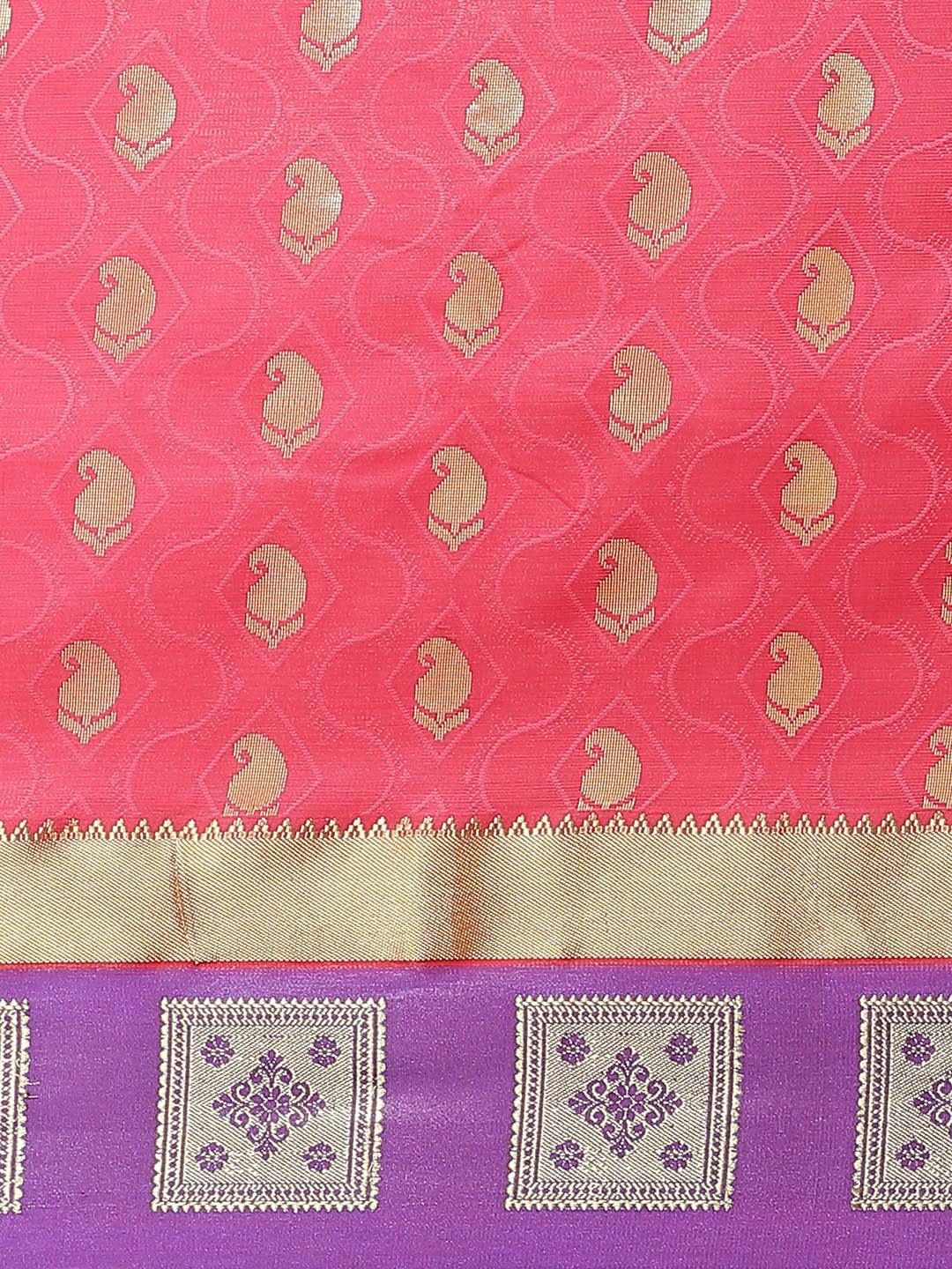 Pink Woven Design Brocade Saree - ShopLibas