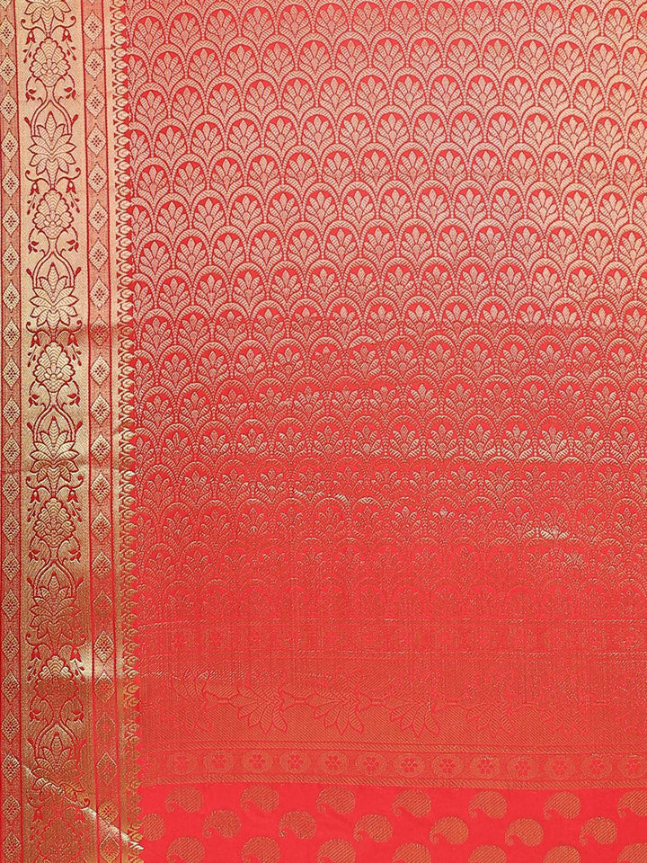 Red Woven Design Brocade Saree