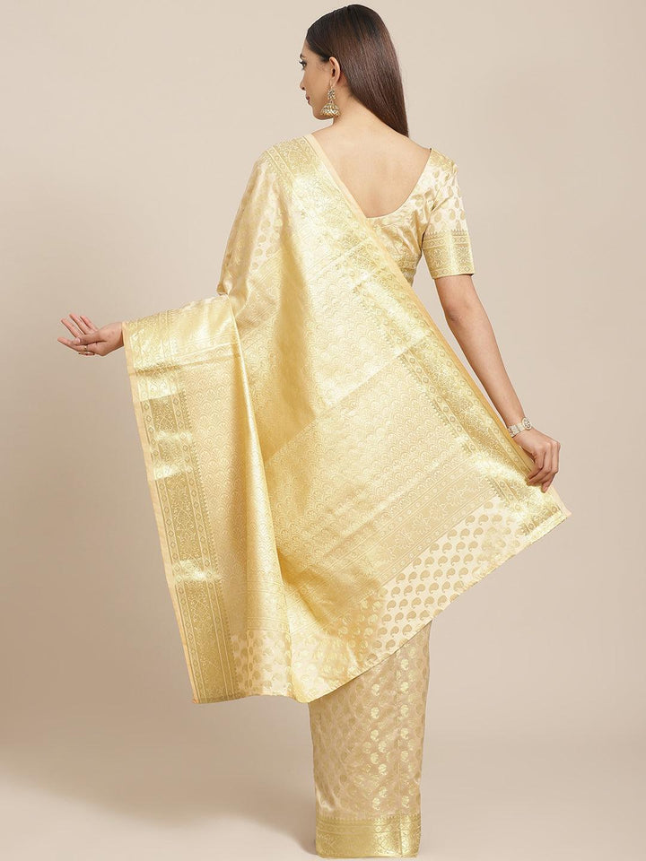 Beige Woven Design Brocade Saree
